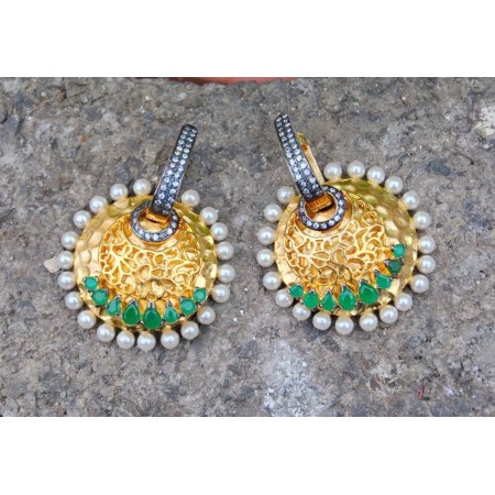 Overlay Emerald Earrings